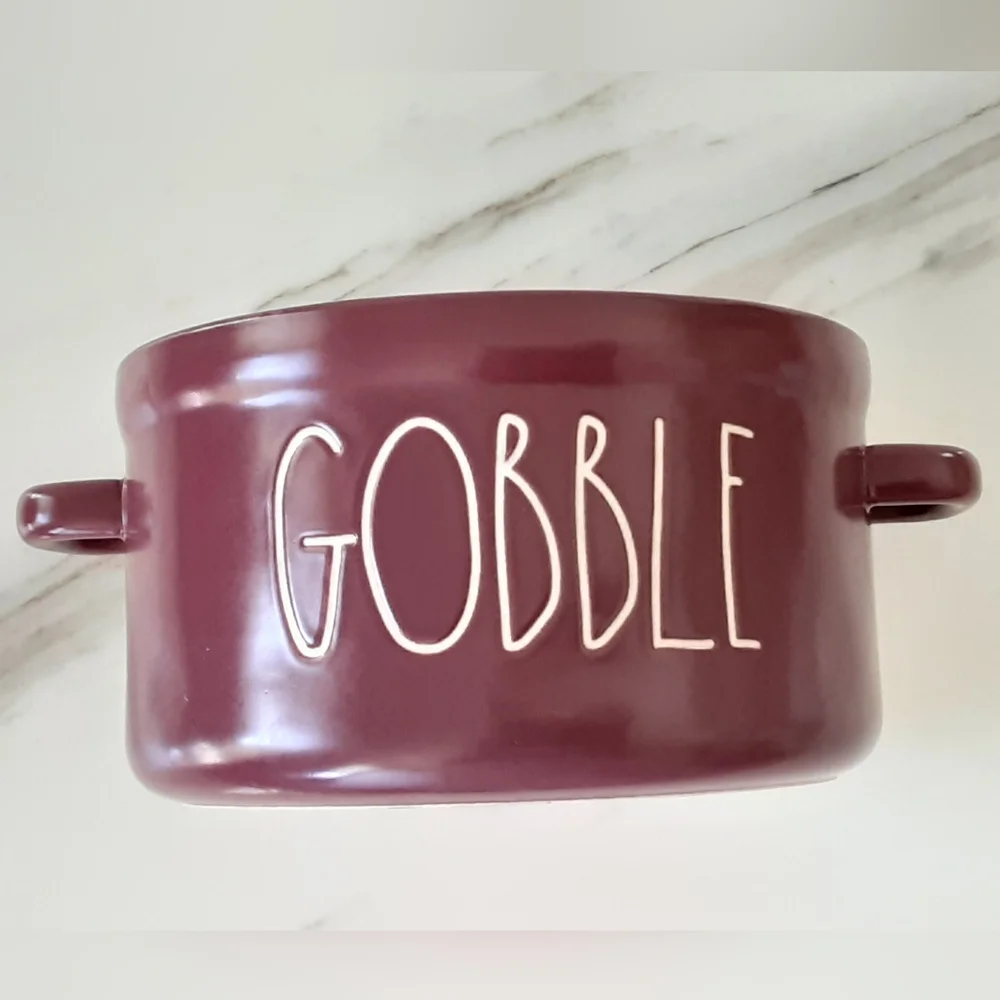 RAE DUNN Artisan Collection Burgundy Gobble Soufflé | Casserole | Soup Dish NWOT